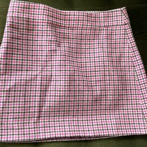 J. Crew mini skirt 100% wool. Plaid brown and pink